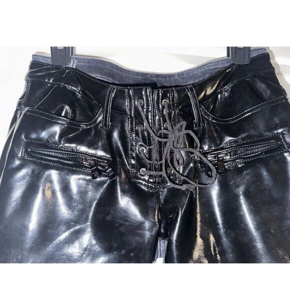 Unravel Project Latex Pants 29 Lace Up Two Toned Slim Fit Italy Goth Grunge $750 - Picture 9 of 16